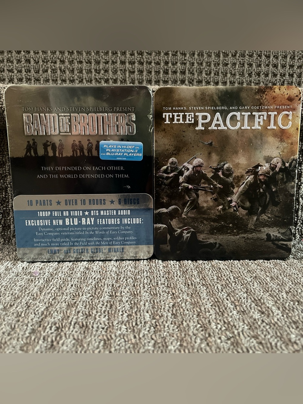 BAND OF BROTHERS (Blu-Ray DVD) Tin Box Hanks Spielberg NEW AND THE PACIFIC USED